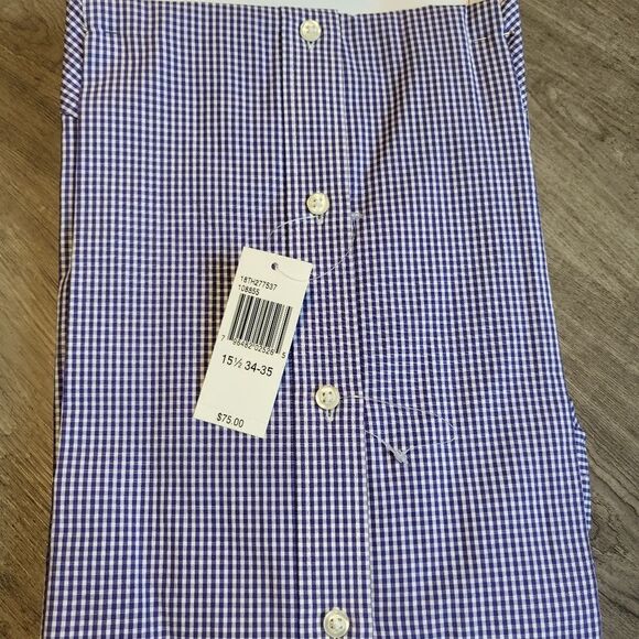 Tommy Hilfiger Micro-Gingham Print Dress Shirt-PURPLE DUNE-15.5-34/35 - Picture 5 of 6